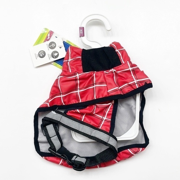 NEW Top Paw Red Plaid Rain Coat / Dog Rain Jacket - Picture 2 of 5